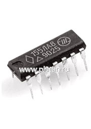 К155ЛА8 (88-02г), 4 логических элемента "2И-HЕ"с открытыми коллекторными выходами (элементы контроля