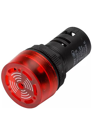 593471, Сигнализатор звуковой ND16-22LC ?22 мм красный LED АС220В