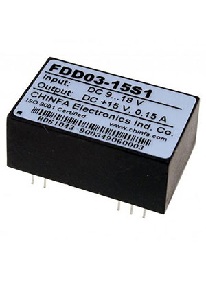 FDD03-15S1, DC-DC преобразователь 9-18V/-->+15V 150mA