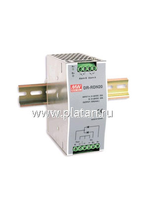 DRDN20-24, Вспомогательный модуль, блок резервирования питания, вход: 19-29 VDC выход: 24VDC,20A