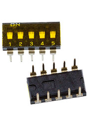 DI-F05, Dip переключатель гермет. 5 поз. 2.54мм 24В 25мА