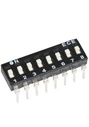 DS-08P, ADE0804, DIP переключатель 8 поз. 2.54мм 24В 100мА