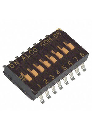 1-1571983-0, GDH08S, Dip переключатель 8 поз. 1.27мм 24В 25мА