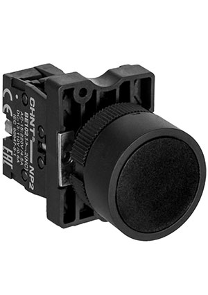 574814, Кнопка управления NP2-EA21 без подсветки черная 1НО IP40