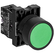 573779, Кнопка управления NP2-EA35 без подсветки зеленая 1НО+1НЗ IP40