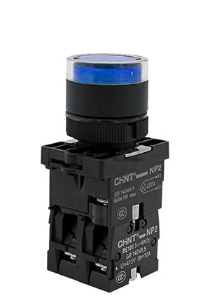 575725, Кнопка управления NP2-BW3665 плоская, синяя, 1НО+1НЗ, AC/DC230В (LED), IP40