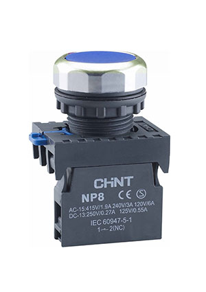 578647, Кнопка упр. NP8-10BN/2 без подсветки, самовозв., черная, 1НО, IP65