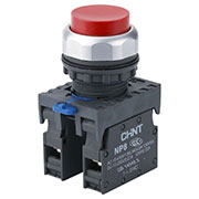 667110, Кнопка упр. выступ., NP8-11GN/4 без подстветки, самовозвратом, красн., 1НО+1НЗ, IP65