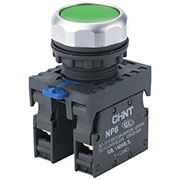 667123, Кнопка управления NP8-11BND/3 с подсветкой, зелёная, 1НО+1НЗ, АС110В-230В(LED) IP65