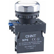 667127, Кнопка управления NP8-11BND/1 1НО+1НЗ белая AC110В-220В(LED) IP65
