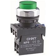 667310, Кнопка управления NP8-10GND/3 1НО зеленая AC110В-220В(LED) IP65