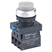 667331, Кнопка управления NP8-11GND/1 1НО+1НЗ белая AC110В-220В(LED) IP65