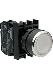 B100DBOY, Кнопка нажимная, белая, горизонтальная стрелка