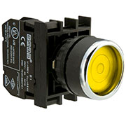 B100FS, Кнопка с фиксацией желтая (1НО)