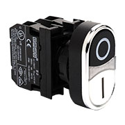 B100K20HB10, Кнопка сдвоенная черно-белая (1НО) с маркировкой