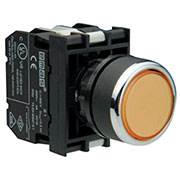 B101FS, Кнопка с фиксацией желтая (2НО)
