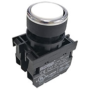 B102FB, Кнопка с фиксацией белая (1НО+1НЗ)