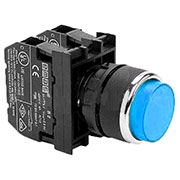B102HM, Кнопка выступающая синяя (1НО+1НЗ)