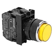 B102HS, Кнопка выступающая желтая (1НО+1НЗ)