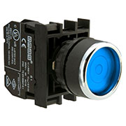 B150FM, Кнопка с фиксацией подсветкой-светодиод(белый) синяя (1НО)