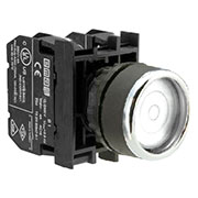 B152FB, Кнопка с фиксацией подсветкой-светодиод белая (1НО+1НЗ)