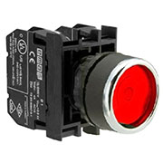 B1K2FK, Кнопка с фиксацией подсветкой-светодиод красная (1НО+1НЗ)
