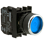 B1M0FM, Кнопка с фиксацией подсветкой-светодиод синяя (1НО)