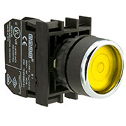 B1S0FS, Кнопка с фиксацией подсветкой-светодиод желтая (1НО)