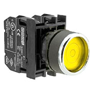 B1S1FS, Кнопка с фиксацией подсветкой-светодиод желтая (2НО)