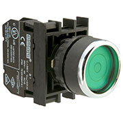 B1Y0FY, Кнопка с фиксацией подсветкой-светодиод зеленая (1НО)