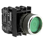 B1Y1FY, Кнопка с фиксацией подсветкой-светодиод зеленая (2НО)
