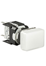D050DXB, Сигнальная арматура 16 мм, прямоугольная 12-24 AC/DC белая
