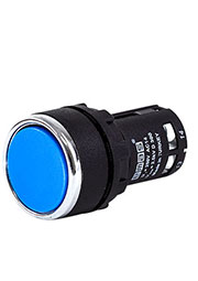 MB102DM, Кнопка нажимная моноблочная синяя 22мм, IP40, 1НО+1НЗ