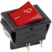 KCD2-201/N, переключатель 15A 220В ON-OFF 4 контакта красный