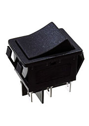 R525BBOT-G, переключатель клавишный 2хON-ON 250В 16А черный (аналог B1024 SWR74)