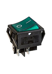 R595BGNBT2-G, переключатель клавишный 2хON-OFF с зеленой подсветкой 250В 16A (аналог B127A)