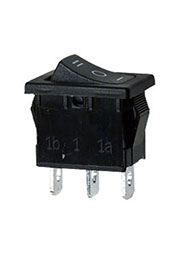 R19A-32BBET-G, переключатель клавишный ON-OFF-ON 250В 6A (аналог B100J SWR43)