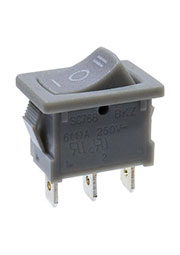 768G-3, переключатель клавишный серый 3 контакта 250В 6А ON-OFF-ON