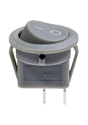 777 ПЕРЕКЛЮЧАТЕЛЬ 2 КОНТ. 250В/12.0А СЕРЫЙ (768-1) КРУГЛЫЙ