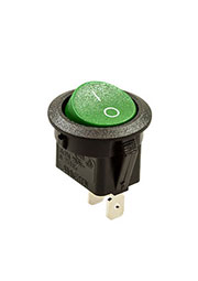 777 ПЕРЕКЛЮЧАТЕЛЬ 2 КОНТ. 250В/6.0А ЗЕЛЕНЫЙ (768-1) КРУГЛЫЙ, KCD1-2