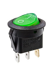 777 ПЕРЕКЛЮЧАТЕЛЬ 3 КОНТ. 250В/12.0А ЗЕЛЕНЫЙ (768) КРУГЛЫЙ