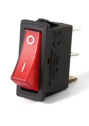 A21B1K11, Выключатель в чёрном корпусе красная клавиша с подсветкой 1НО