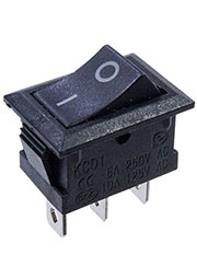 KCD1, переключатель 3 контакта 250В 6А on-off черный