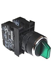 B102SL20Y, Переключатель 0-1 с фиксацией зеленый (1НО+1НЗ)