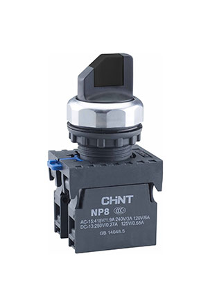 578129, Переключатель без подсветки NP8-11X/212, 2 положения фиксацией, черный, 1НО+1НЗ, IP65