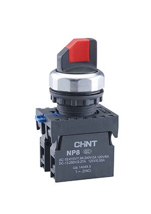 667229, Переключатель без подсветки NP8-20X/314, 3 положения фиксацией, красный, 2НО, IP65