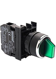 B100SL31Y, Переключатель 2-0-1 с фиксацией в 1 положении зеленый (1НО)