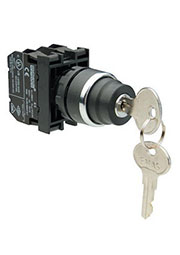 B102AC30, Кнопка с ключом 2-0-1, ключ вынимается во всех положениях (1НО+1НЗ)