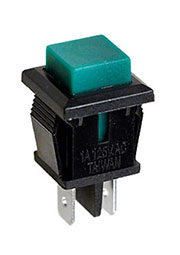 PB-02TGN-G, кнопка без фиксации 125В 1А зеленая(аналог SPA-109B4)