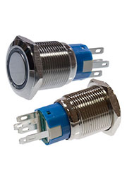 SC-984G d19 12V, Кнопка антивандальная металл 19мм 12В, фикс/подсветка зеленая